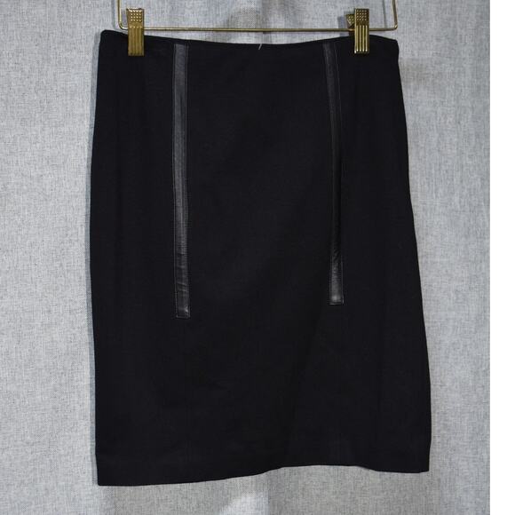 NWT Trina Turk Black Pencil Skirt with Faux Leather Trim Size S - Picture 1 of 3